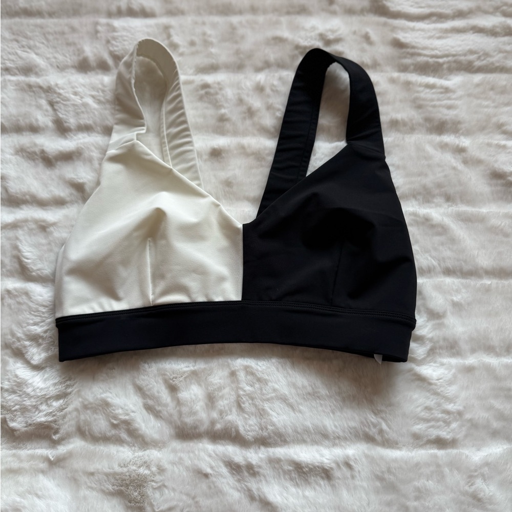 Two-Tone Black and White Sports Bra